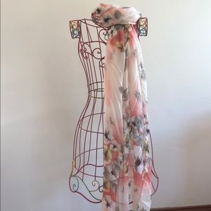 Peach, Soft Yellow, and Cream Floral Scarf